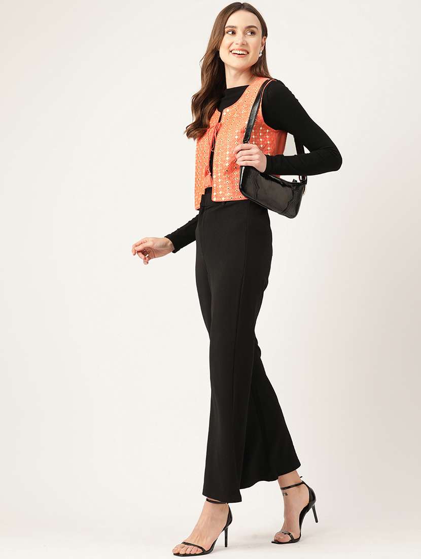 women mirror work sleeveless ethnic jacket - 22028347 -  Standard Image - 3