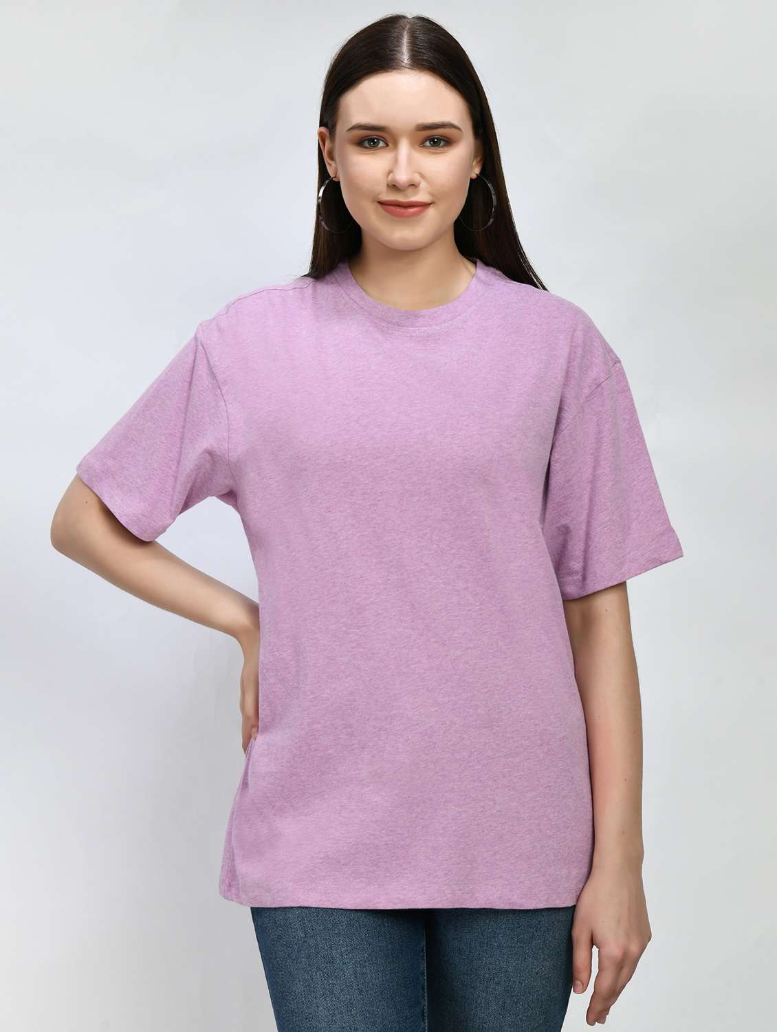 women solid short sleeve oversized t-shirt