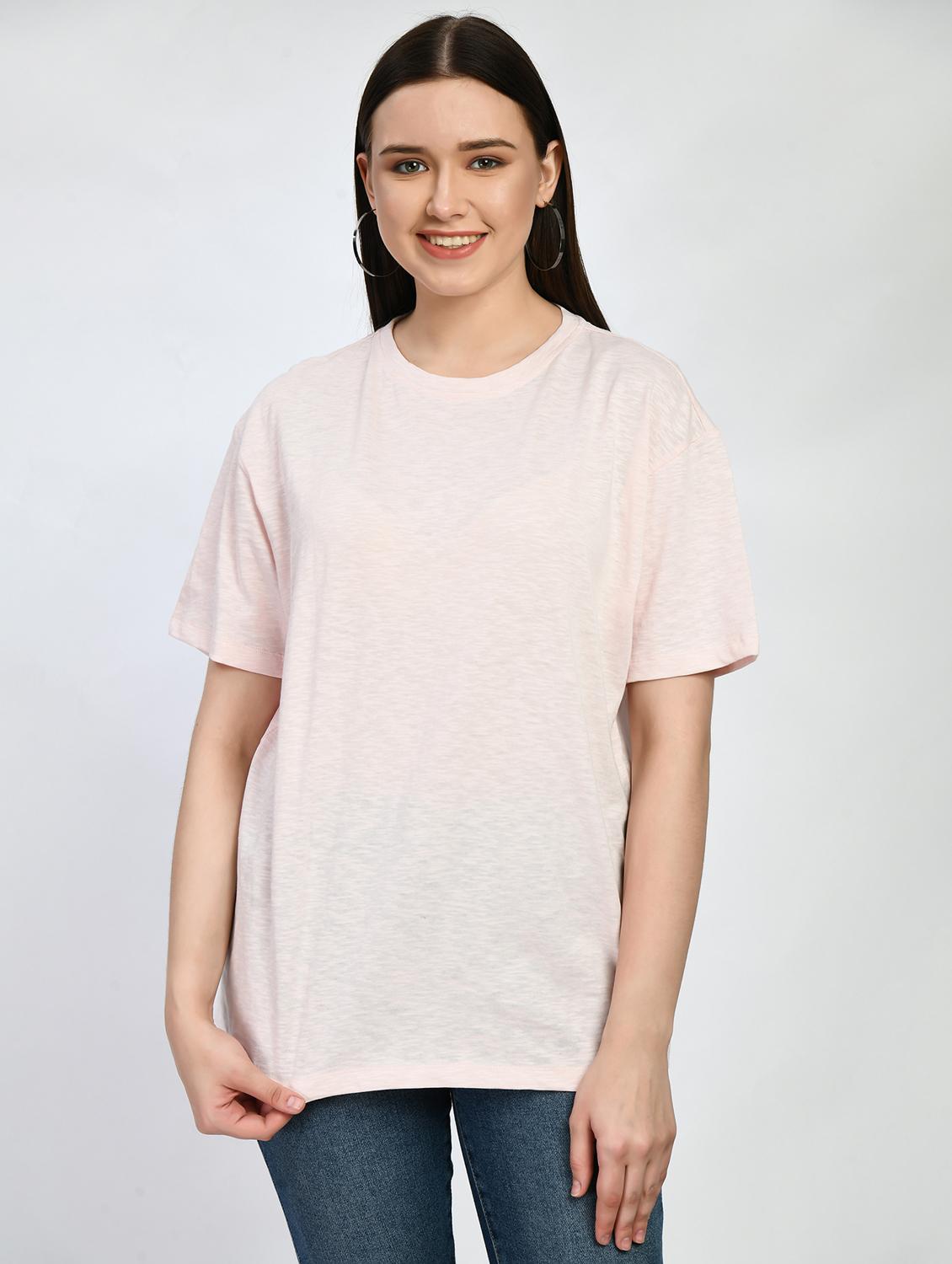 women solid short sleeve oversized t-shirt - 22028367 -  Zoom Image - 0