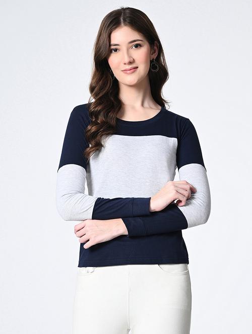 women color blocked long sleeve t-shirt - 22028376 - Standard Image - 0