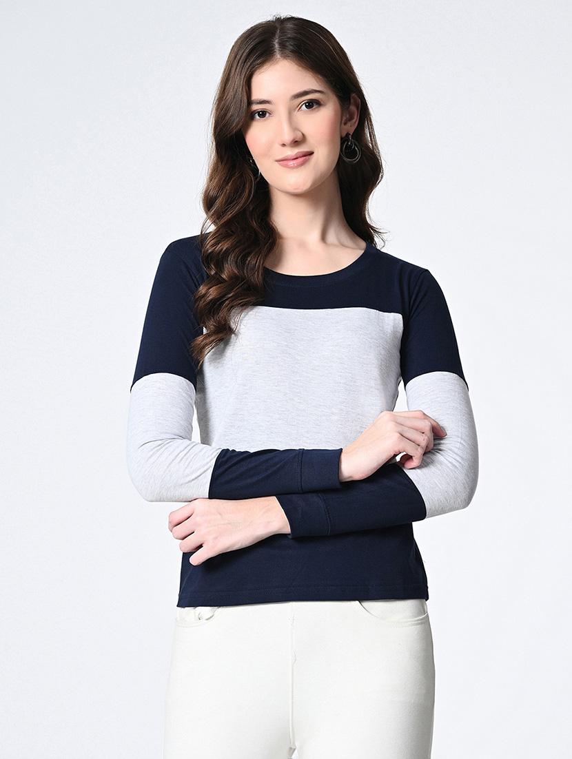 women color blocked long sleeve t-shirt