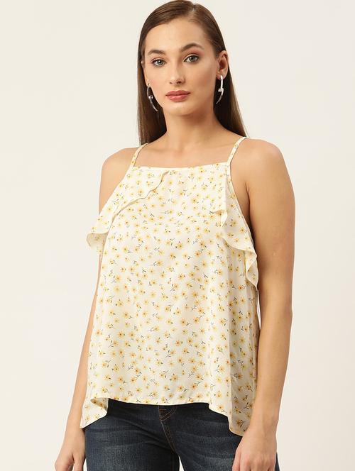 women floral print shoulder strap asymmetric top - 22028395 - Standard Image - 0