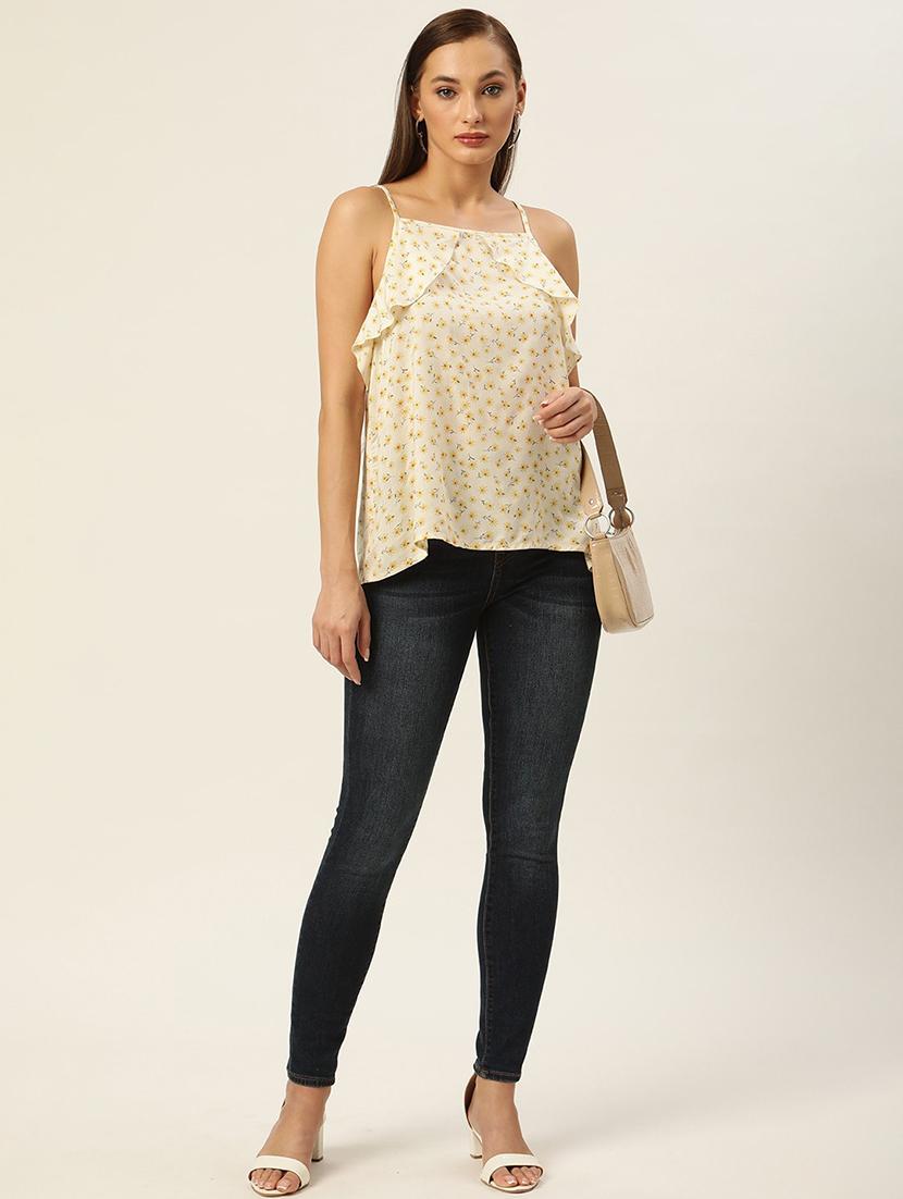 women floral print shoulder strap asymmetric top - 22028395 - Standard Image - 3
