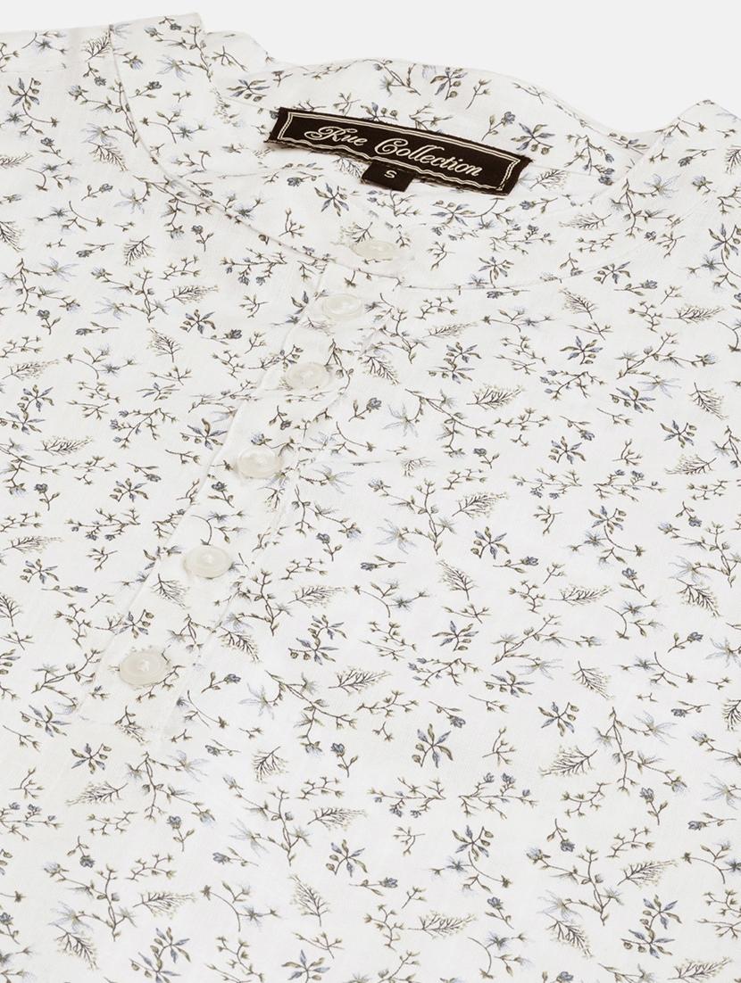 women floral print roll up sleeve straight top - 22028396 - Standard Image - 3
