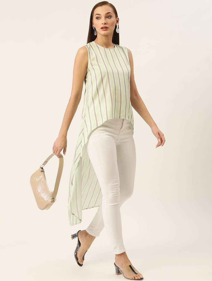 women striped sleeveless high low top - 22028398 -  Standard Image - 3