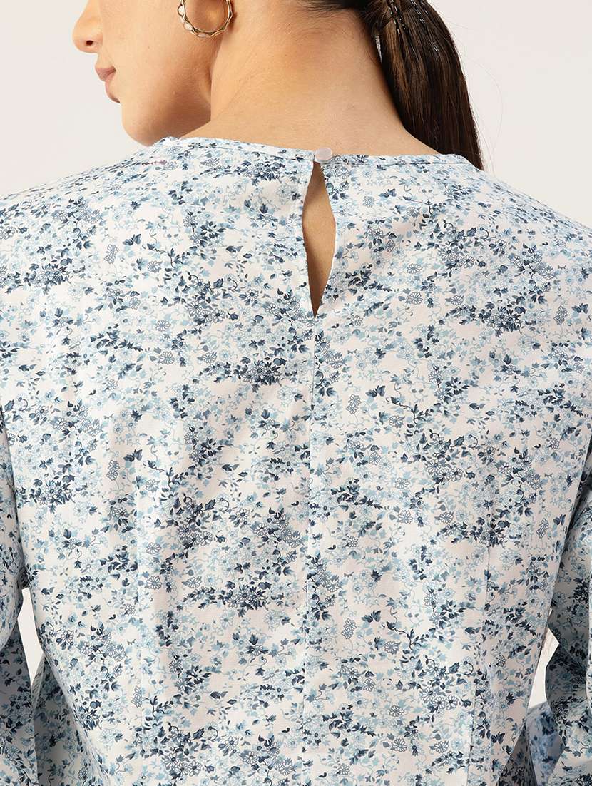 women floral print puff sleeve crop top - 22028401 -  Standard Image - 3
