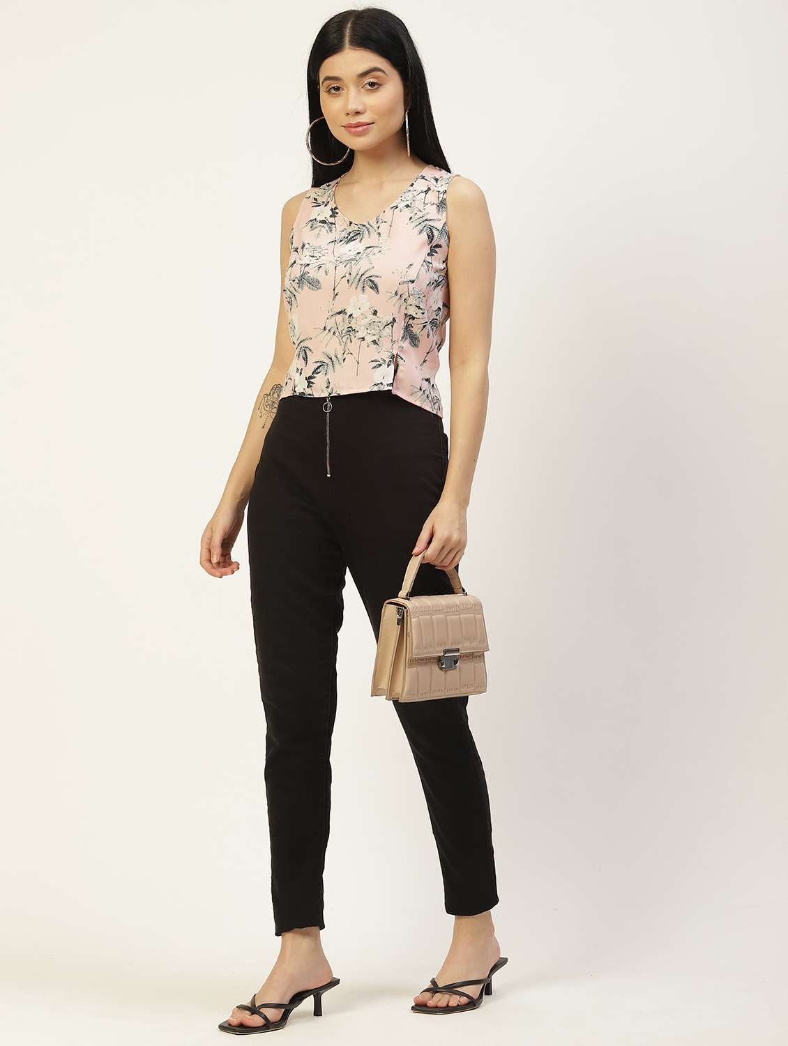 women floral print sleeveless crop top - 22028412 -  Standard Image - 3