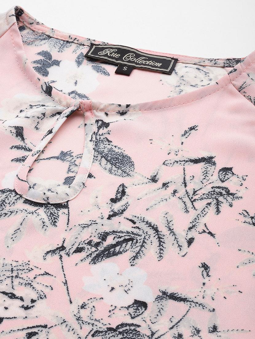 women pink floral print puff sleeve regular top - 22028432 - Standard Image - 3