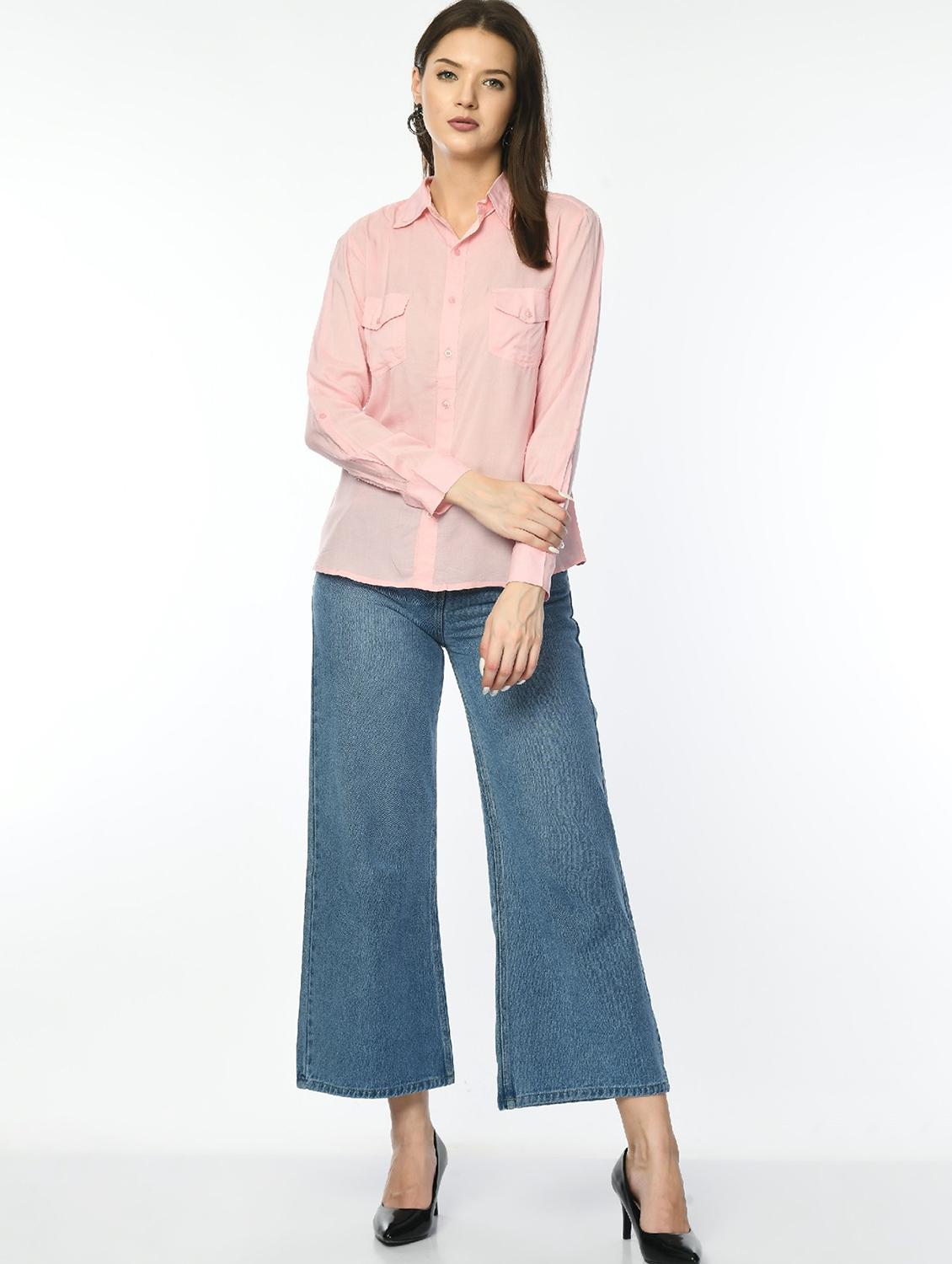 women solid collared long sleeve regular shirt - 22028502 - Standard Image - 3