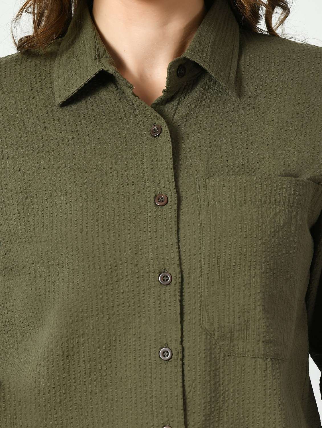 women solid collared long sleeve high low shirt - 22028506 - Standard Image - 5
