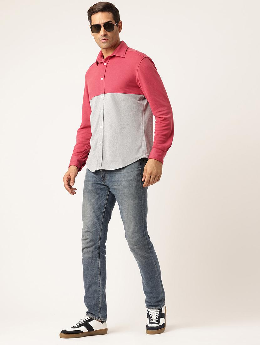 men color block long sleeve regular fit casual shirt - 22028517 - Standard Image - 3