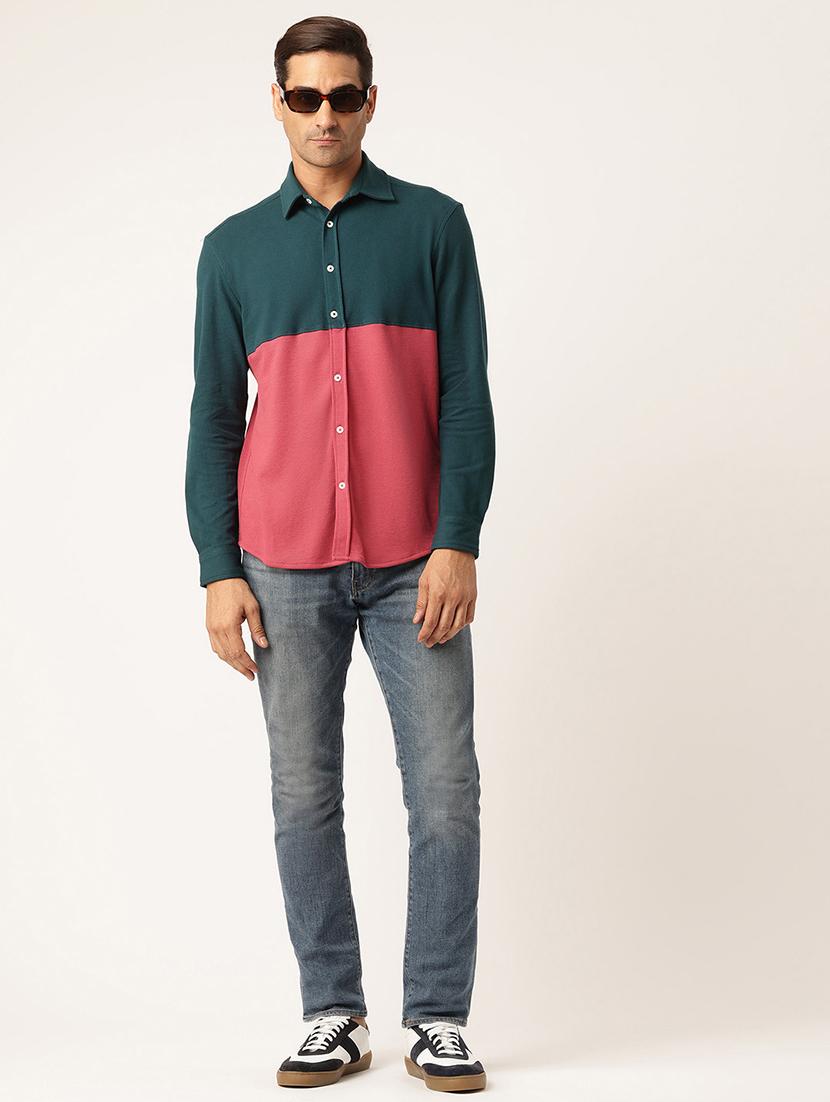 men color block long sleeve regular fit casual shirt - 22028518 - Standard Image - 5