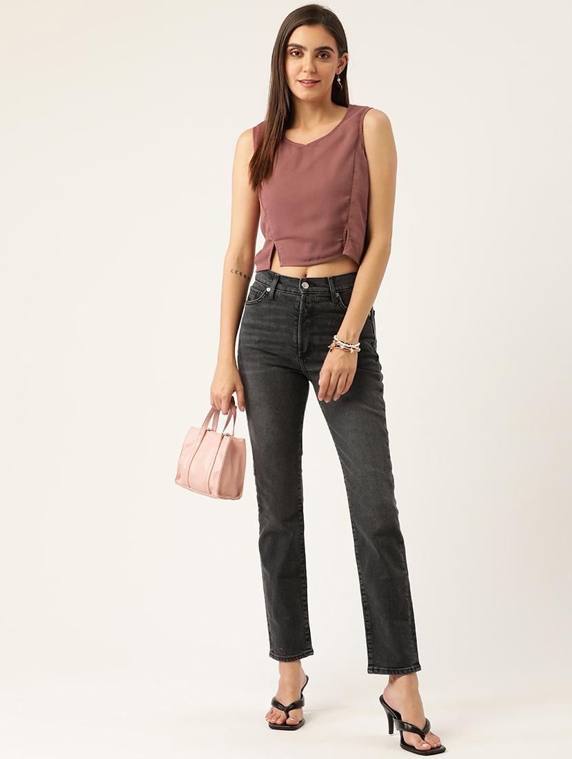 women solid sleeveless crop top - 22028525 - Standard Image - 3