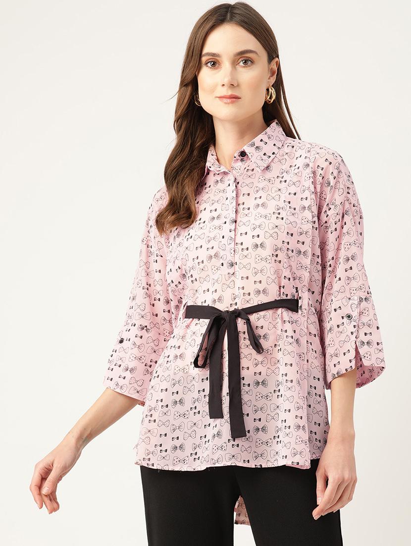 women printed collared high low top - 22028540 - Zoom Image - 0