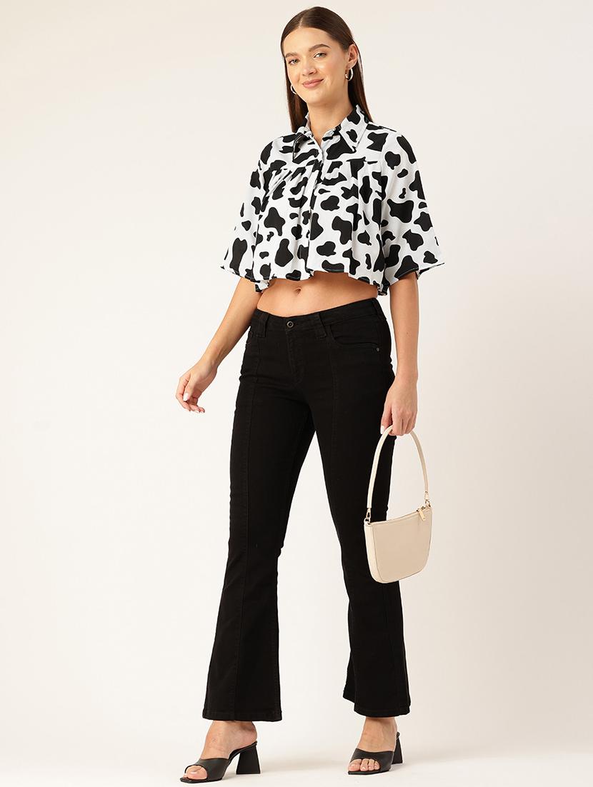 women animal print collared crop shirt - 22028541 - Standard Image - 3