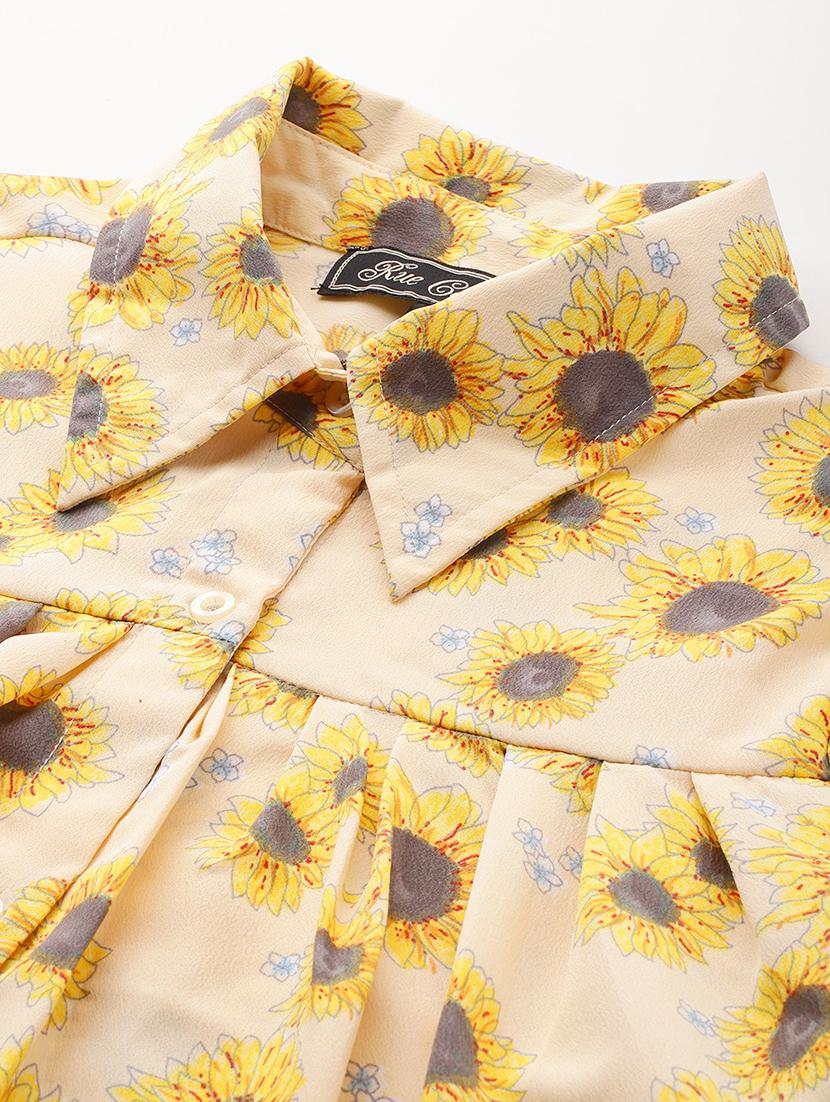 women floral print collared crop top - 22028542 - Standard Image - 3