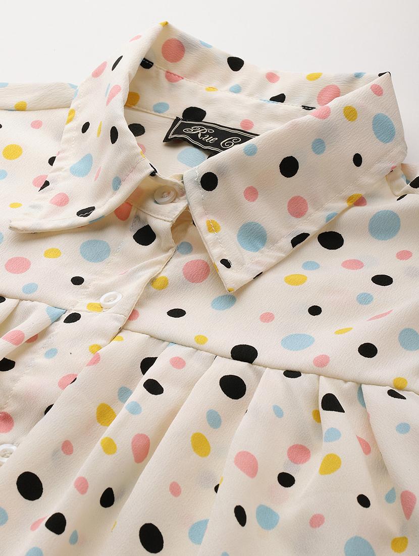 women polka doted collared crop top - 22028543 - Standard Image - 3