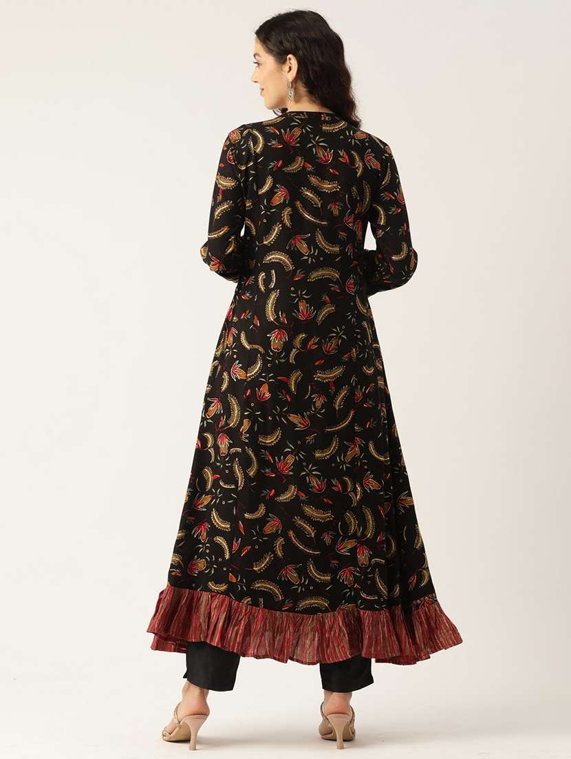 women printed long sleeve tiered kurta - 22028571 - Standard Image - 3