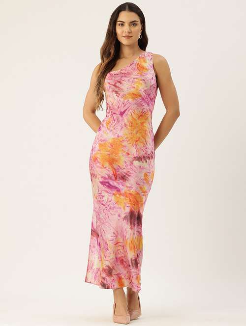 women tie & dye printed single shoulder maxi dress - 22028581 - Standard Image - 0
