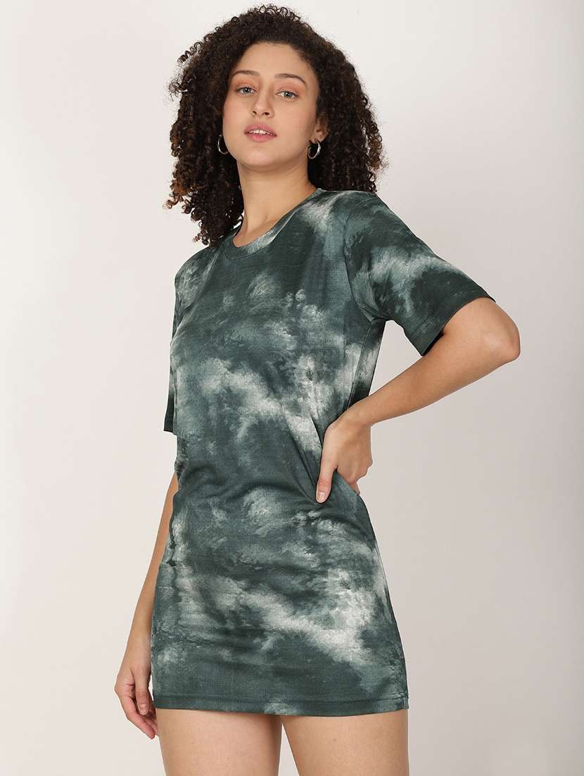 women printed short sleeve t-shirt dress - 22028655 - Standard Image - 3