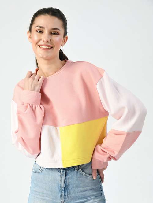 women color blocked long sleeve sweatshirt - 22028707 -  Standard Image - 0