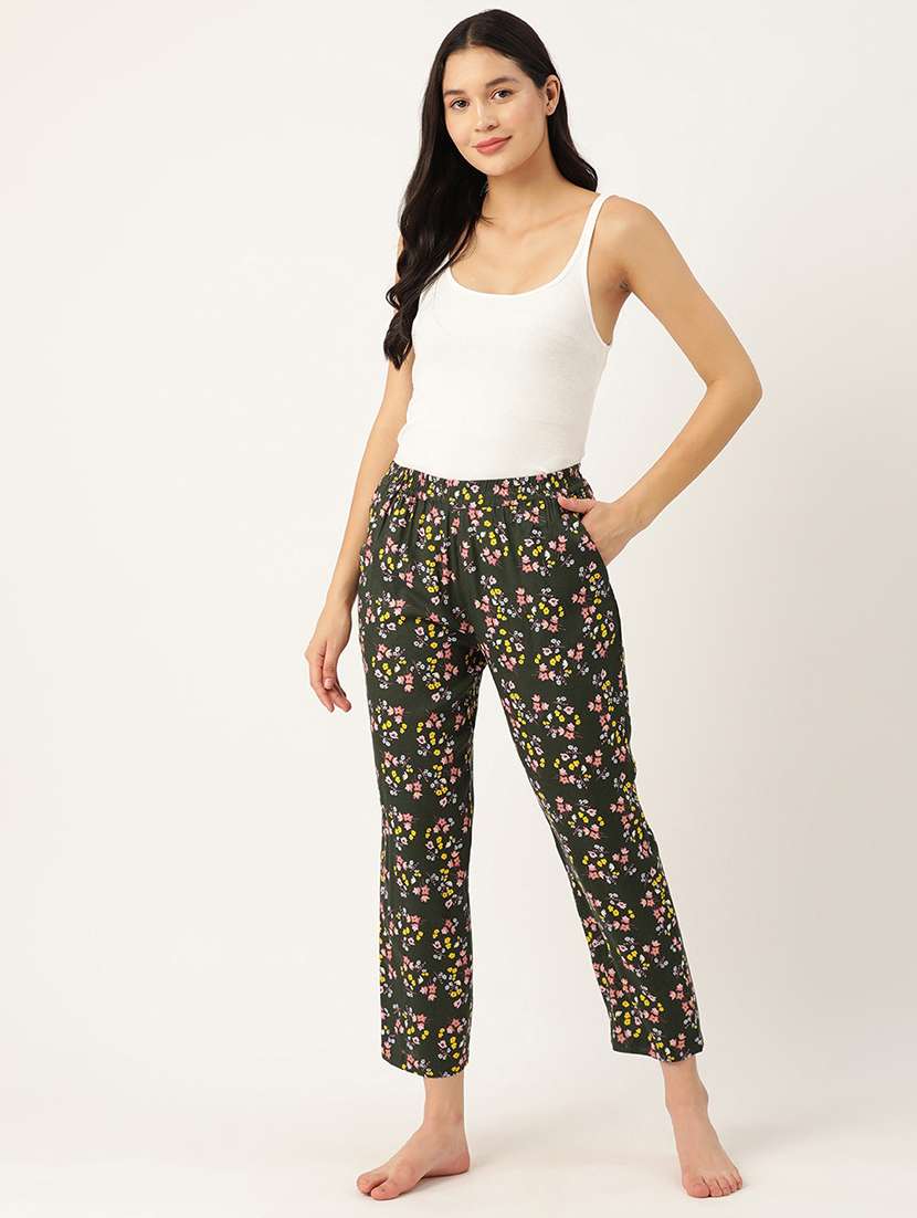 women printed mid rise lounge wear pajama - 22028799 - Standard Image - 3