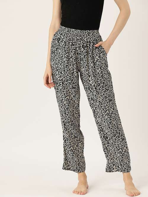 women animal print mid rise lounge wear pajama - 22028800 -  Standard Image - 0