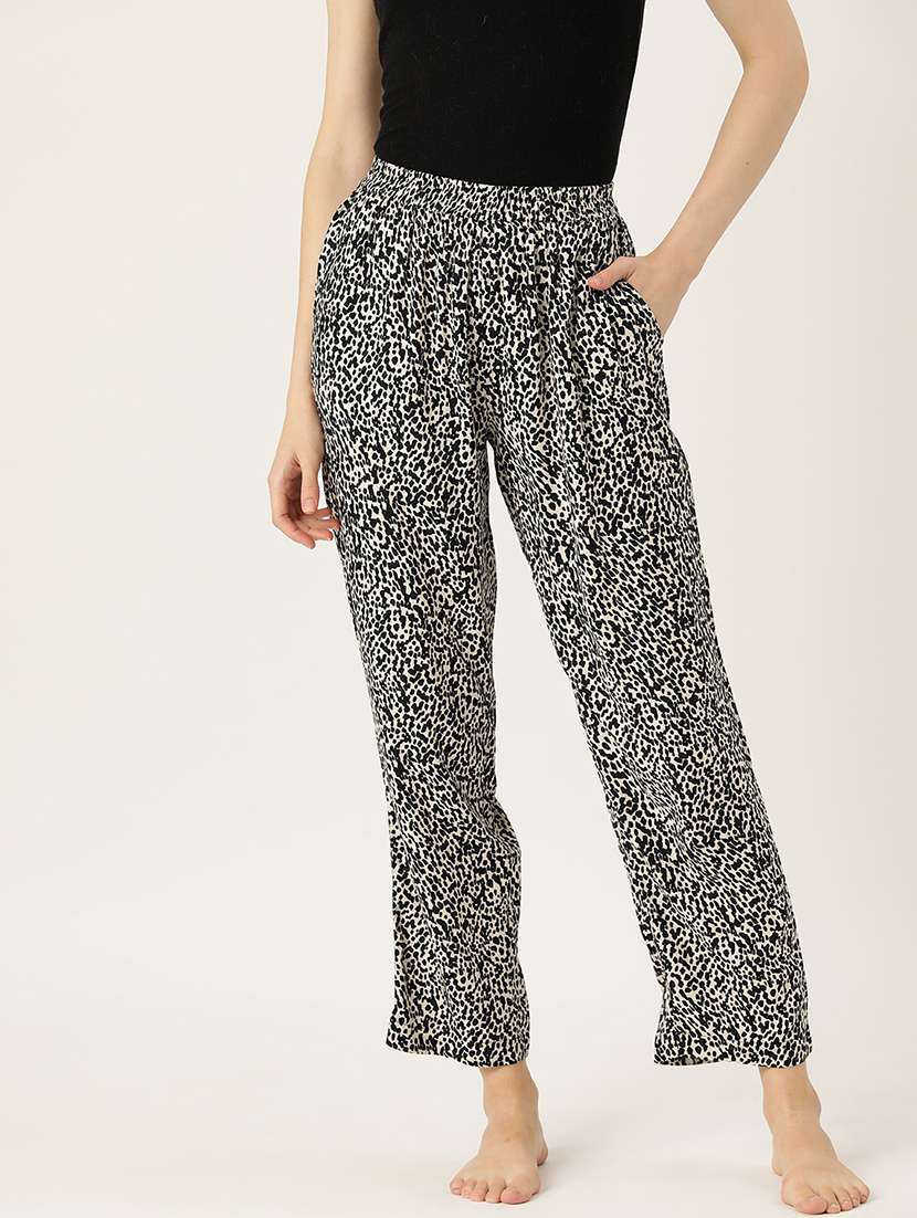 women animal print mid rise lounge wear pajama