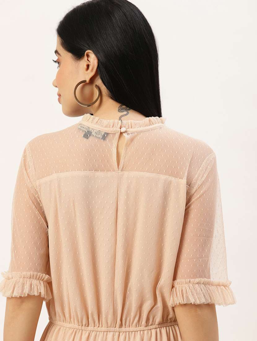 women solid short sleeve tiered dress - 22028844 -  Standard Image - 3