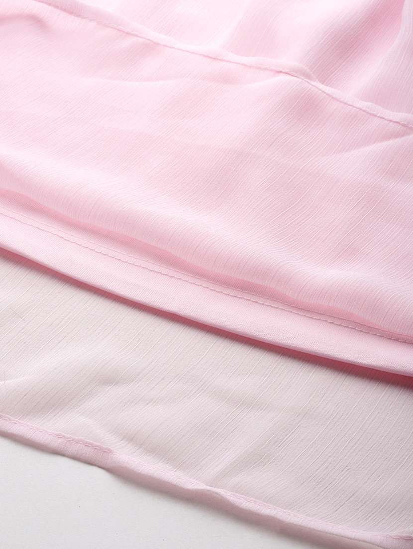 women pink solid puff sleeve a-line dress - 22028847 -  Standard Image - 3