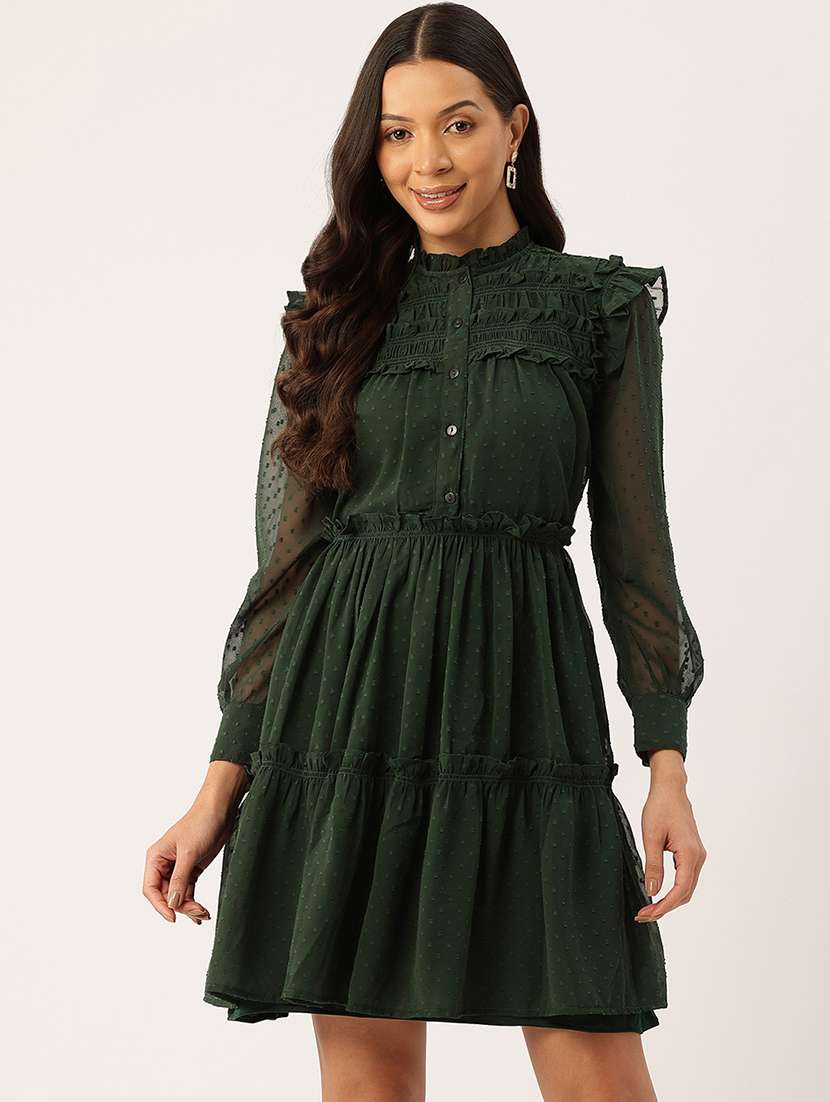 women self designed long sleeve tiered dress