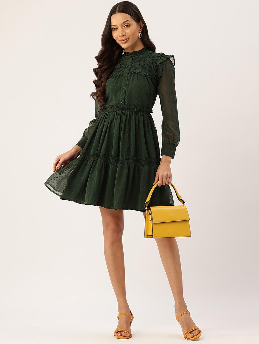 women self designed long sleeve tiered dress - 22028860 - Standard Image - 3