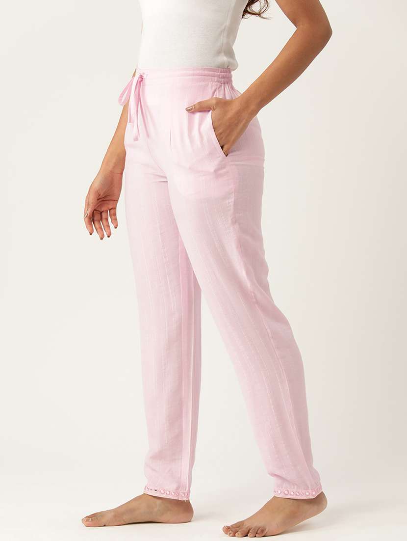 women solid mid rise loung wear pajama