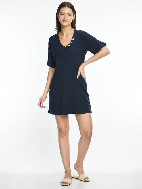 women solid short sleeve t-shirt dress - 22028871 - Standard Image - 0