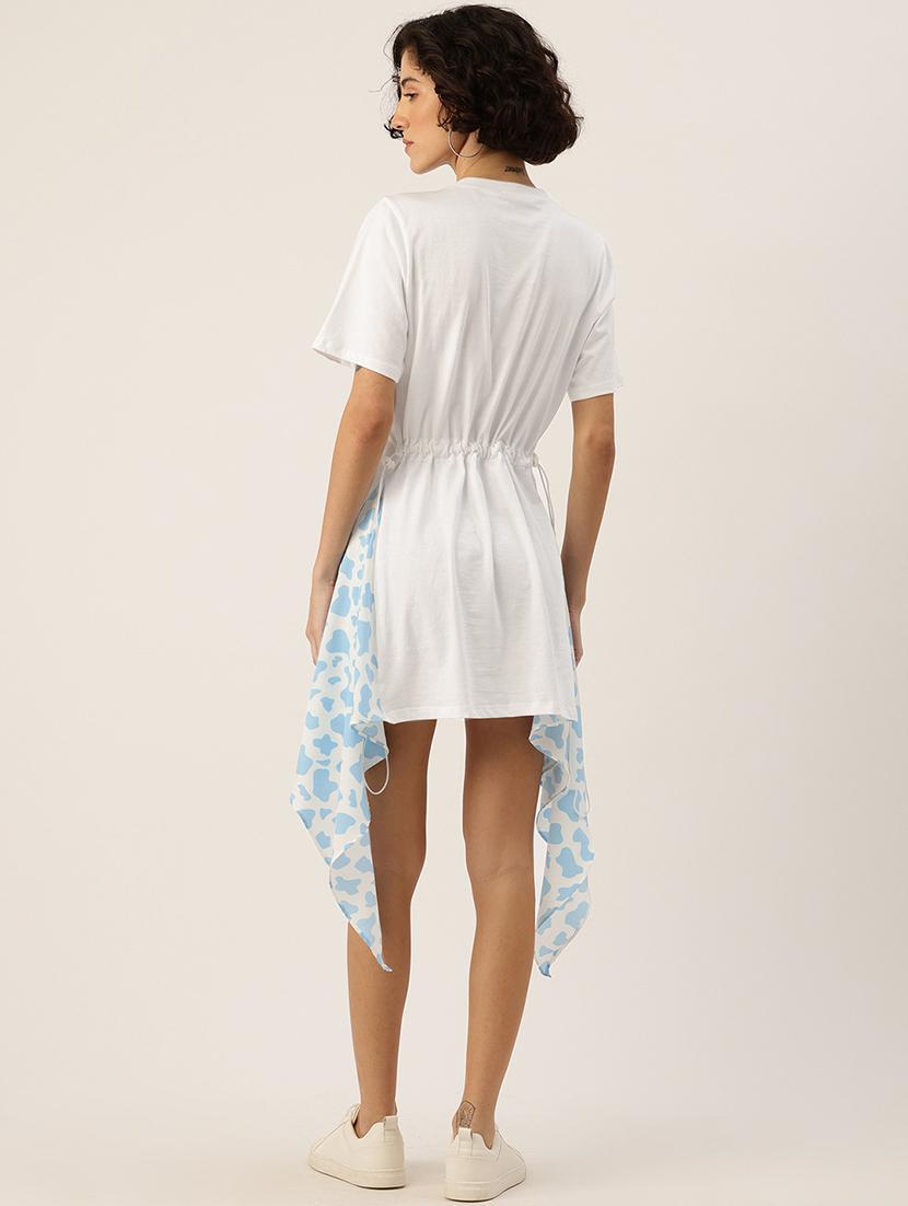 women printed short sleeve asymmteric dress - 22028879 - Standard Image - 3