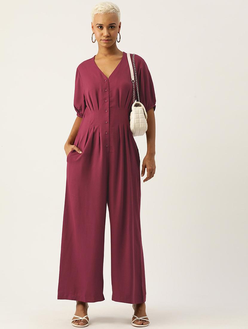 women solid short sleeve jumpsuit - 22028923 - Zoom Image - 0