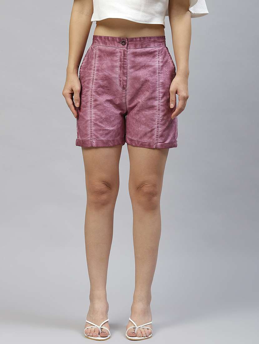 women washed high rise regular shorts