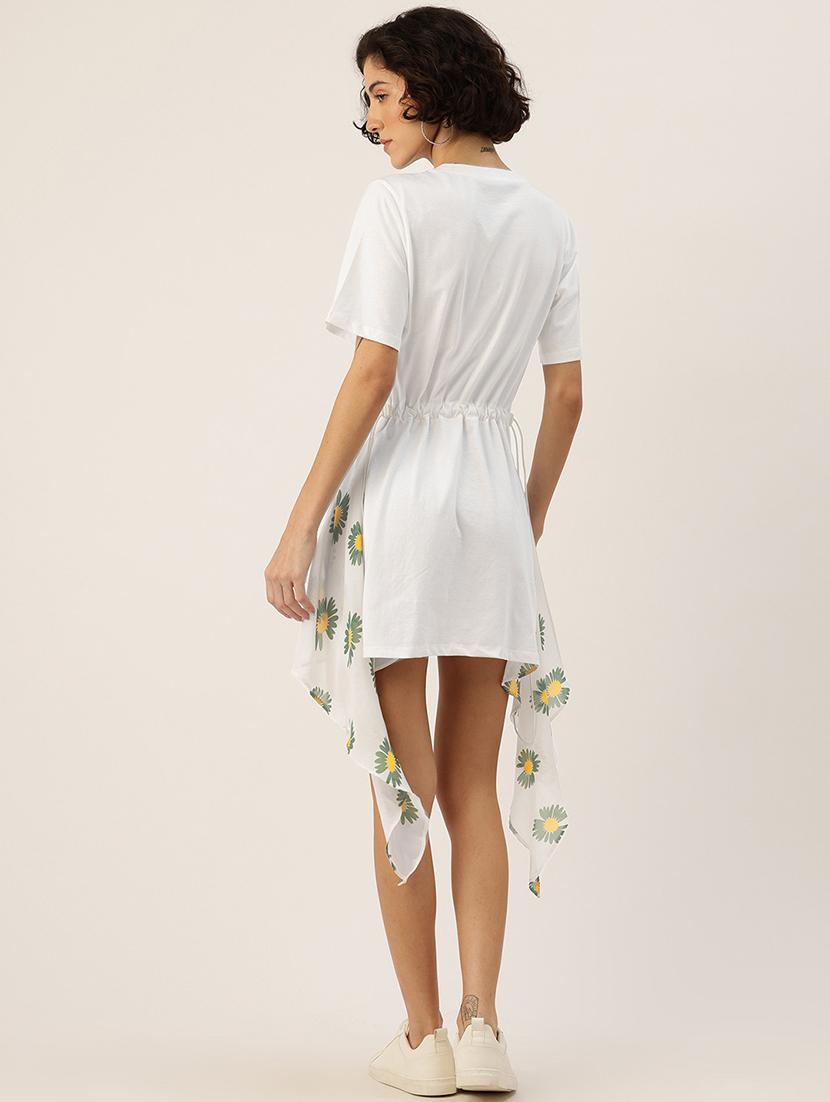 women white short sleeve asymmetric dress - 22028931 - Standard Image - 3