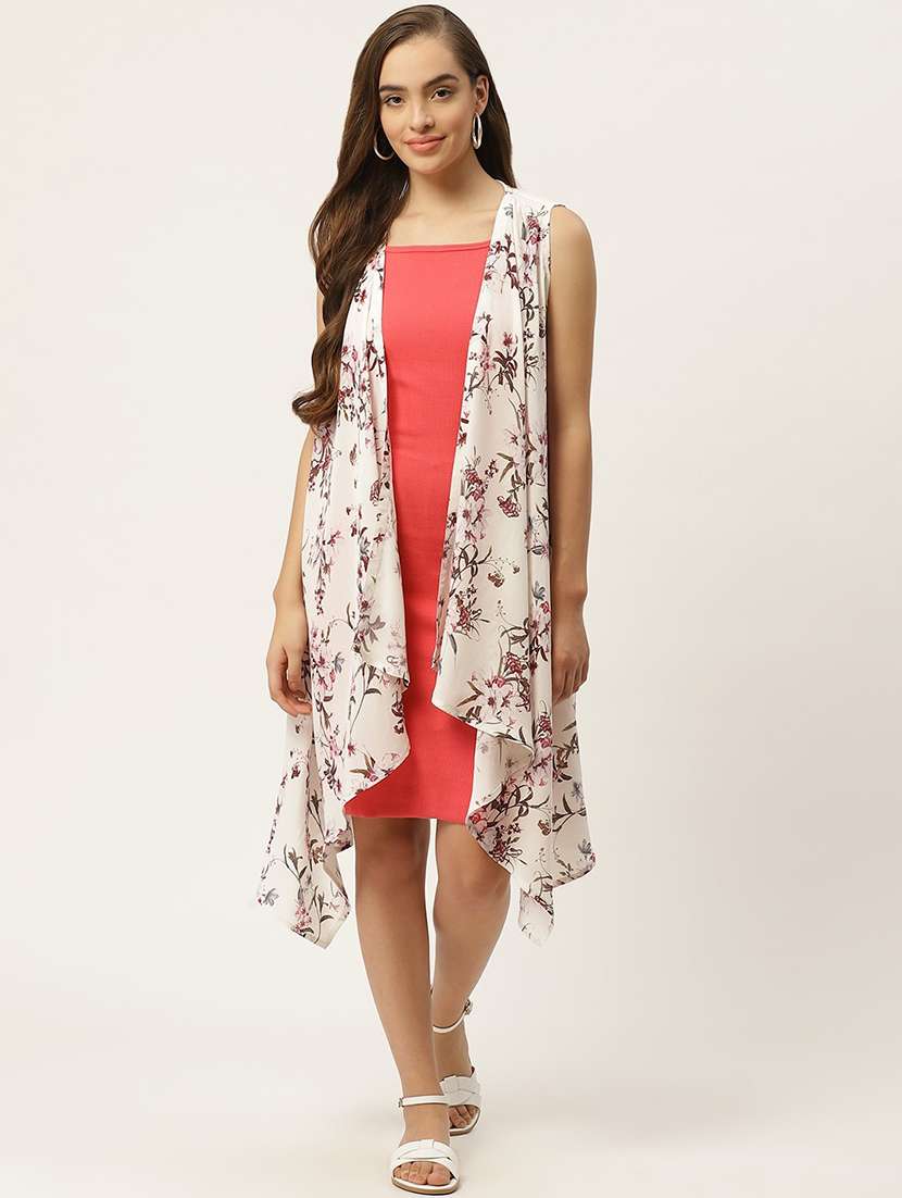 women printed sleeveless asymmetric shrug - 22028946 - Zoom Image - 0