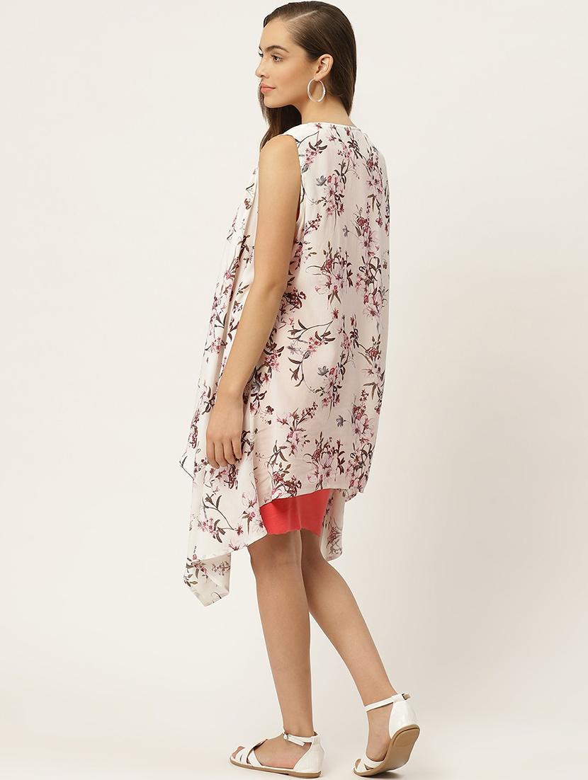 women printed sleeveless asymmetric shrug - 22028946 - Standard Image - 3
