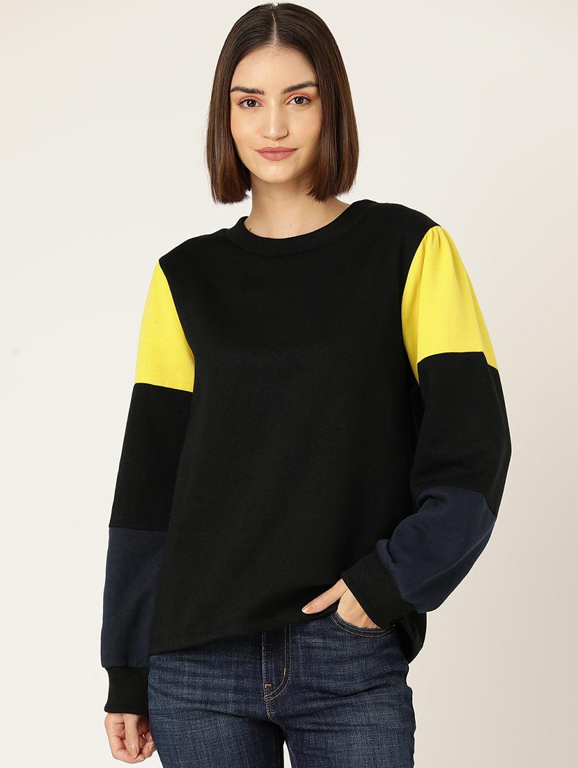 women color blocked long sleeve sweatshirt