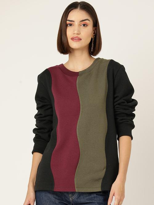 multi colored cotton blend color block sweatshirt - 22028963 - Standard Image - 0