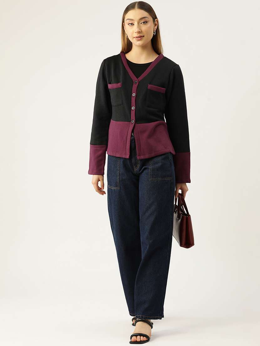 women color blocked long sleeve cardigan - 22028973 - Standard Image - 3