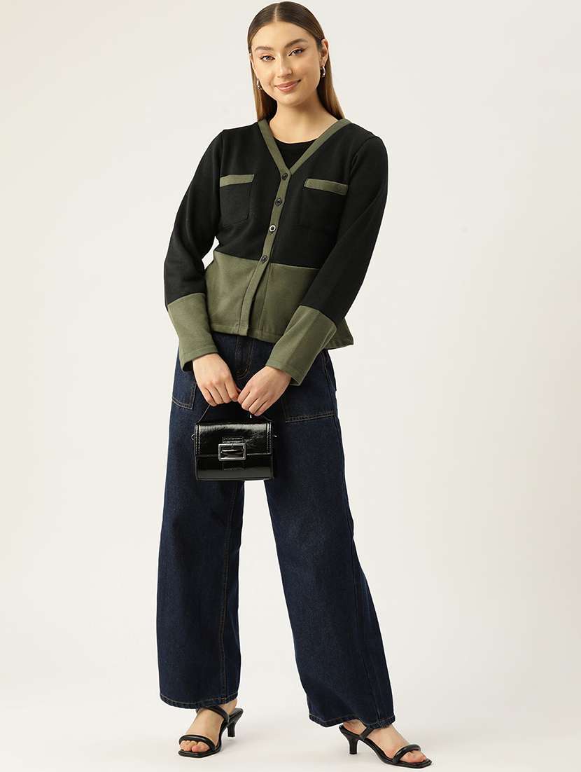 women color blocked long sleeve cardigan - 22028974 - Standard Image - 3
