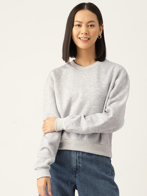women solid round neck long sleeve sweatshirt - 22028978 - Standard Image - 0