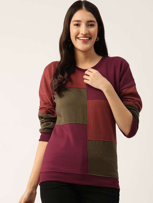 women color blocked long sleeve sweatshirt - 22028981 -  Standard Image - 0