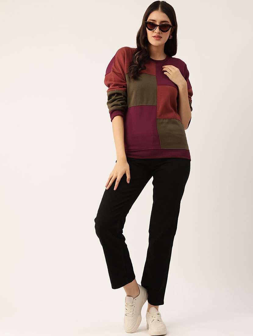 women color blocked long sleeve sweatshirt - 22028981 -  Standard Image - 3