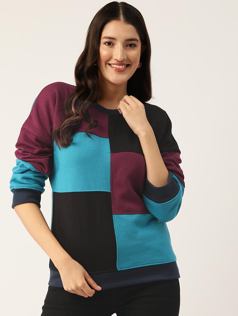 women color blocked long sleeve sweatshirt - 22028983 - Zoom Image - 0