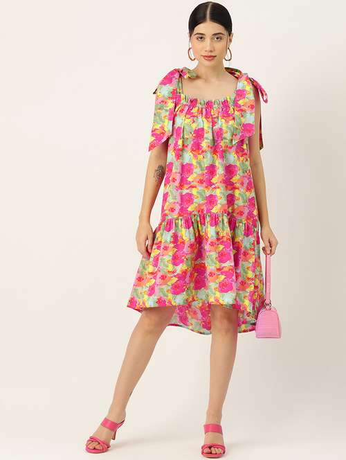 women floral print shoulder strap tiered dress - 22028992 -  Standard Image - 0