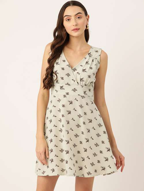 women printed sleeveless fit & flare dress - 22028993 - Standard Image - 0